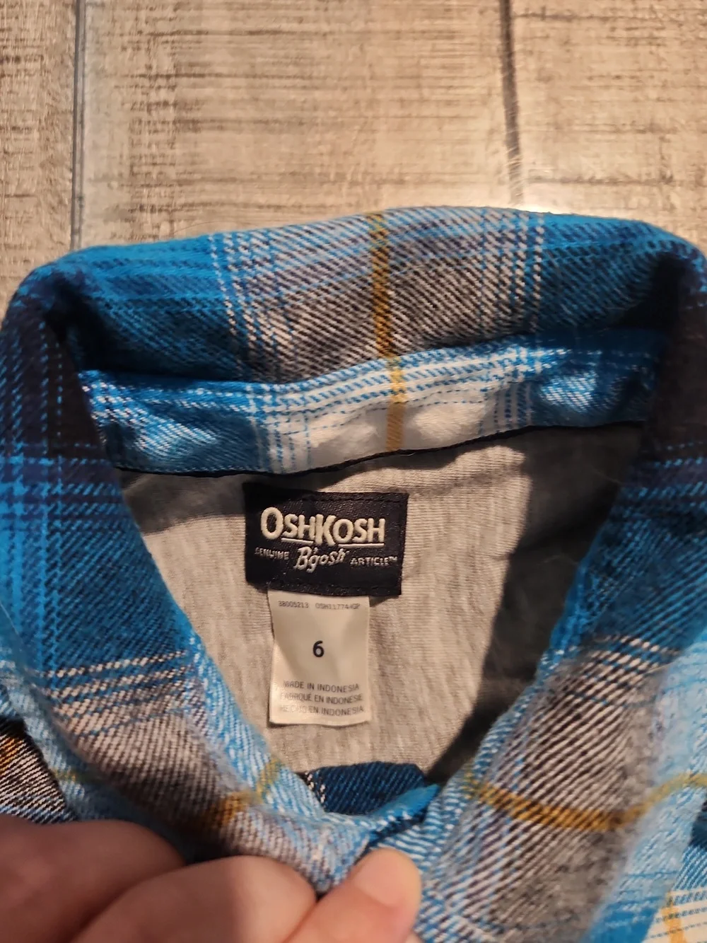 NWT OSHKOSH B'GOSH Blue Plaid Button-Down Shirt- Casual Long Sleeve